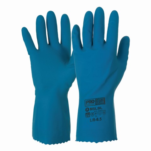 GLOVE LATEX/NITRILE BLEND SILVER LINED - BLUE - LGE 